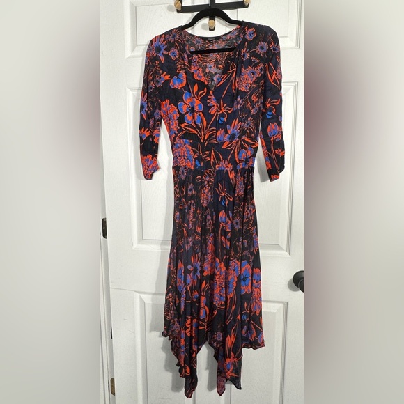 Desigual midi dress, current style, size 38, bold print, flowy, asymmetric hem - Picture 1 of 11